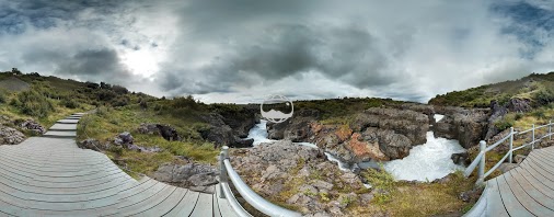 Finnur took this AWESOME panorama at Barnafoss.  Seriously CLICK ON IT, to go to G+ and then CLICK ON IT AGAIN THERE to see the whole thing.  (silly G+ won't let me link directly to the panorama-viewer, grumble).