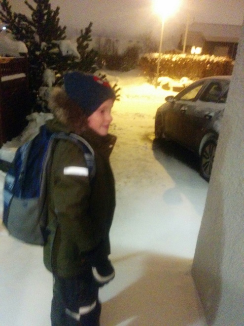 Back to the beginning. Here is Bjarki heading off to school.